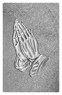 DF35T 516 SL SH SL Silver Praying Hands Shimmer Silver Background